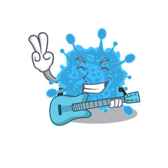 Talented musician of andecovirus cartoon design playing a guitar
