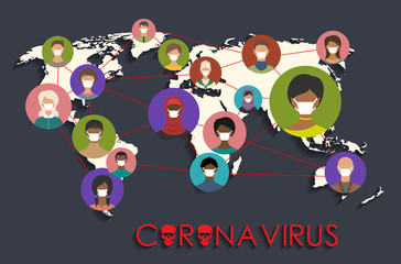 Obraz premium Coronavirus Wuhan China Outbreak, People Wearing Face Masks