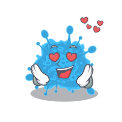 Cute andecovirus cartoon character has a falling in love face