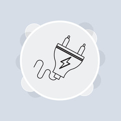 Electric plug line icon. Power plug flat