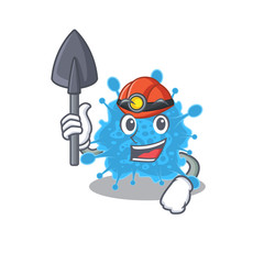 Andecovirus miner cartoon design concept with tool and helmet