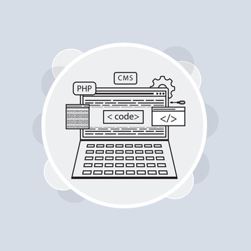 software programming coding concept, code with laptop