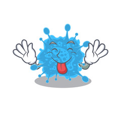 An amusing face andecovirus cartoon design with tongue out