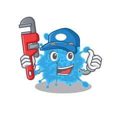 Andecovirus Smart Plumber cartoon character design with tool