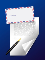 Classic letter envelopes, pens and paper