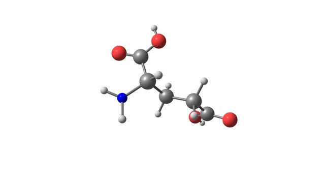 Glutamic acid molecule rotating video full HD