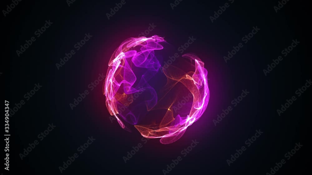 Poster abstract magic sphere, computer generated background. multicolored gaseous shape from glow neon part