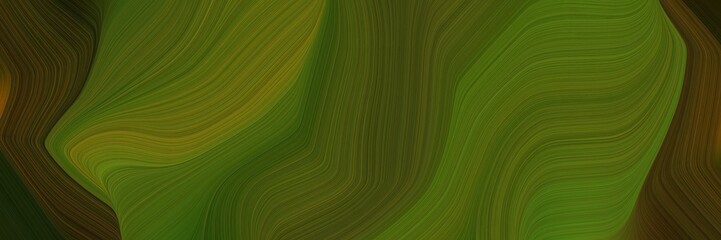 abstract futuristic banner with waves. smooth swirl waves background illustration with dark olive green, very dark green and olive color