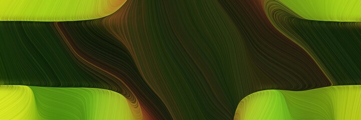 abstract creative banner with very dark green, yellow green and dark green color. curvy background illustration