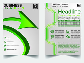 Flyers design template vector. Brochure report business magazine poster. Cover book , abstract green point shaped and A4 layout.