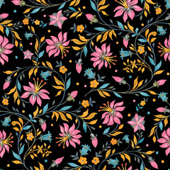 : Beautiful floral ornament seamless pattern. Stylish illustration for your design and decor. Romantic print for the surface.