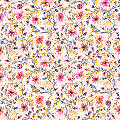 Fototapeta na wymiar : Beautiful floral ornament seamless pattern. Stylish illustration for your design and decor. Romantic print for the surface.