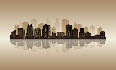 The downtown of background in the lake