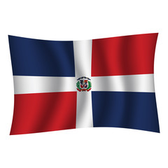 Dominican Republic flag background with cloth texture.Dominican Republic Flag vector illustration eps10. - Vector
