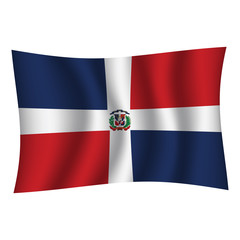 Fototapeta premium Dominican Republic flag background with cloth texture.Dominican Republic Flag vector illustration eps10. - Vector