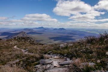 landscape with mountains and blue sky
