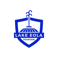 Fountain and shield badge emblem sticker logo design
