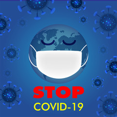 COVID-19, Corona Virus blue background