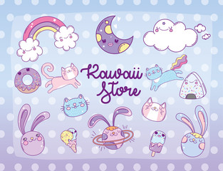 Kawaii store cartoons vector design