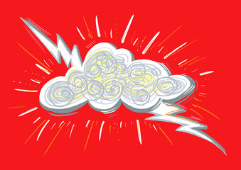 Cloud Lightning on red sky