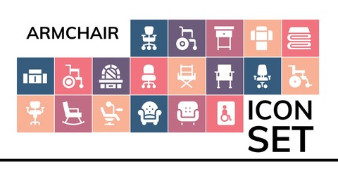 Modern Simple Set of armchair Vector filled Icons