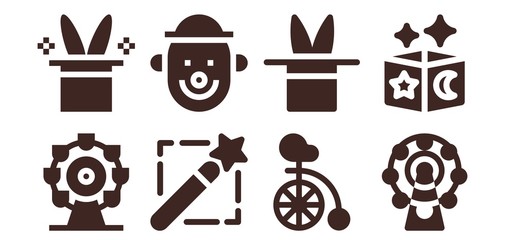 Modern Simple Set of circus Vector filled Icons