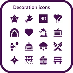 Fototapeten Modern Simple Set of decoration Vector filled Icons © Anna