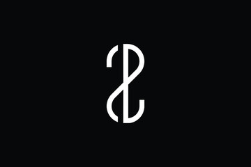 Minimal elegant monogram art logo. Outstanding professional trendy awesome artistic Z ZL LZ initial based Alphabet icon logo. Premium Business logo White color on black background - obrazy, fototapety, plakaty