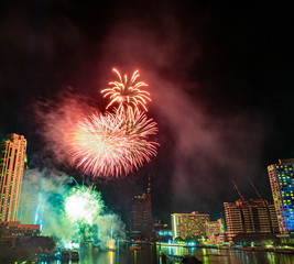 Naklejka premium Festival fire work and light colorful