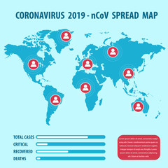 Infographic elements  of the new coronavirus. Covid-19 spread map