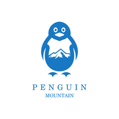 Penguin Logo with mountain concept.