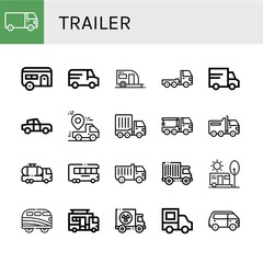 trailer simple icons set
