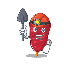 Doner kebab miner cartoon design concept with tool and helmet