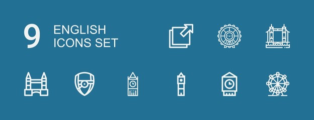 Editable 9 english icons for web and mobile