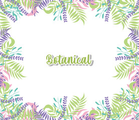 botanical leaves frame vector design