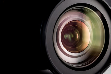 Close up of a digital camera lens.