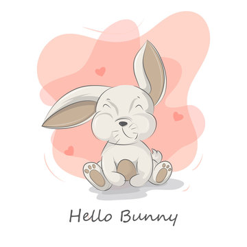 illustration of a rabbit sitting and smiling