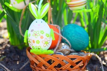 Easter composition of colored eggs