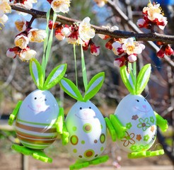 Easter composition of colored eggs