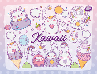 Kawaii store cartoons vector design