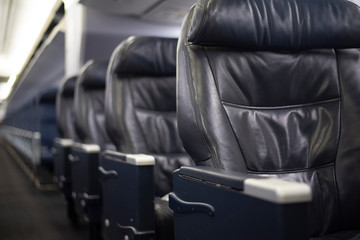 Obraz premium Rows of seats on a commercial airplane