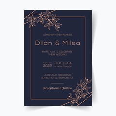 Elegant wedding invitation cards template with watercolor floral decoration © Akhmad