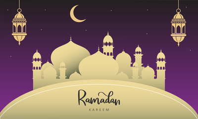 Ramadan Kareem Greeting Card Illustration, ramadan kareem cartoon vector Wishing for Islamic festival for banner, poster, background, flyer,illustration, brochure and sale background