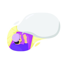 Man pray with text cloud flat illustration