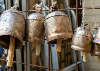 Lantern gong style bells hanging by string on wall on sale