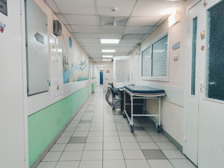empty corridor in the department of the hospital in Russia.