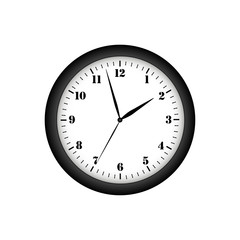 Wall clock in white with numbers and arrows