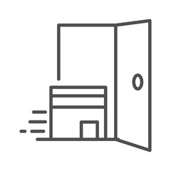 cardboard box in door cargo shipping related delivery line style icon