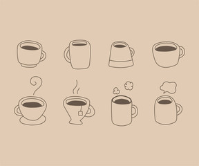 マグカップの手描きイラスト／かわいい／コーヒー／紅茶