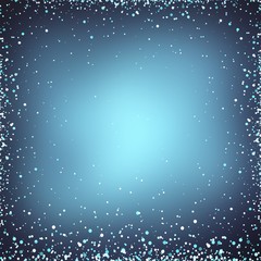 Snow frame abstract pattern on dark blue blur background.